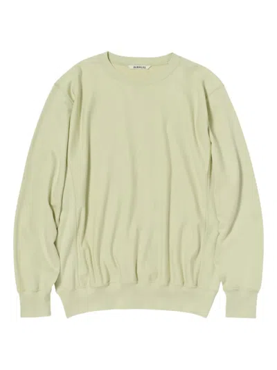 Auralee Gathered Crew-neck Sweatshirt In Green