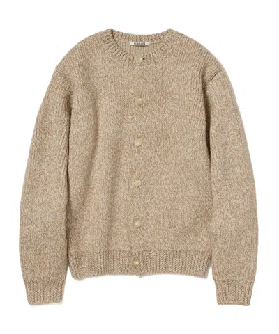 Auralee Gauge Crew-neck Cardigan In Brown