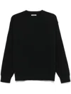 Auralee Black Knitted Round Neck Pullover In Black - Black
