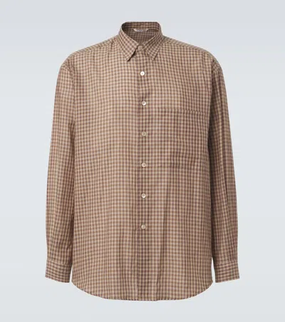 Auralee Gingham Cotton Poplin Shirt In Brown