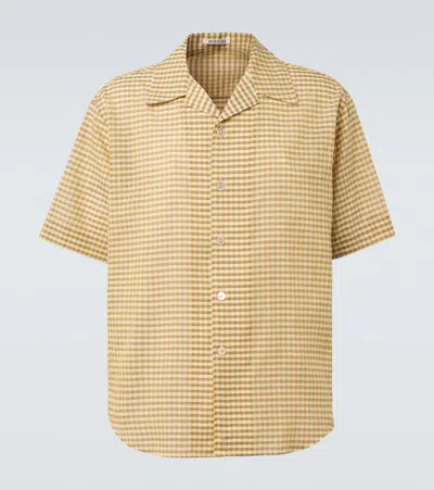 Auralee Gingham Cotton Shirt In Yellow