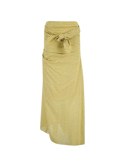 Auralee Gingham-check Asymmetric Dress In Brown