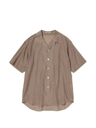 Auralee Gingham-check Short-sleeved Shirt In Neutral