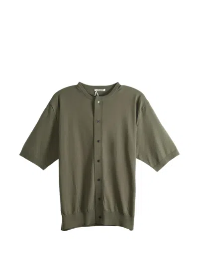 Auralee Giza Short-sleeve Cardigan In Green
