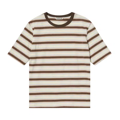 Pre-owned Auralee Gradient Stripe Jersey Tee 'fade Brown Stripe' | Women's Size 0
