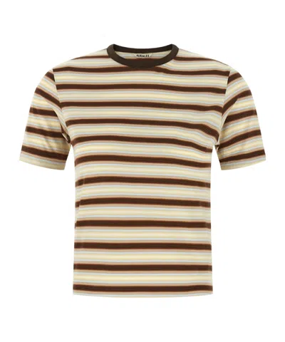 Auralee Gradient Striped T-shirt In Nude