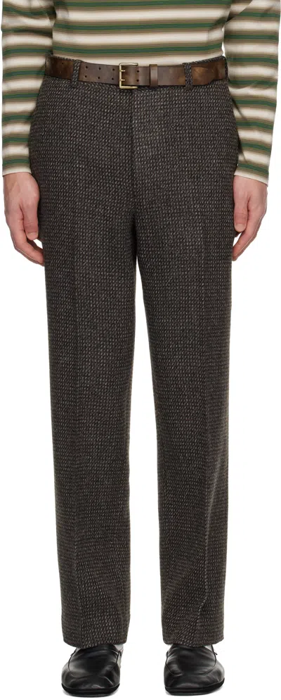 Auralee Gray Alpaca Wool Silk Tweed Trousers In Multi