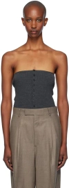 Auralee Gray Super Fine Wool High Gauge Rib Knit Bandeau Top In Charcoal