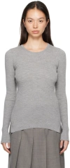 Auralee Gray Super Fine Wool High Gauge Rib Knit Sweater In Top Gray