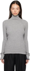 Auralee Gray Super Fine Wool High Gauge Rib Knit Turtleneck In Top Gray