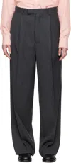 Auralee Gray Wool Kid Mohair Hop Sack One-tuck Trousers In Top Charcoal