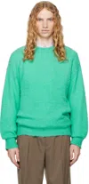 AURALEE GREEN BRUSHED WOOL CASHMERE SILK SWEATER