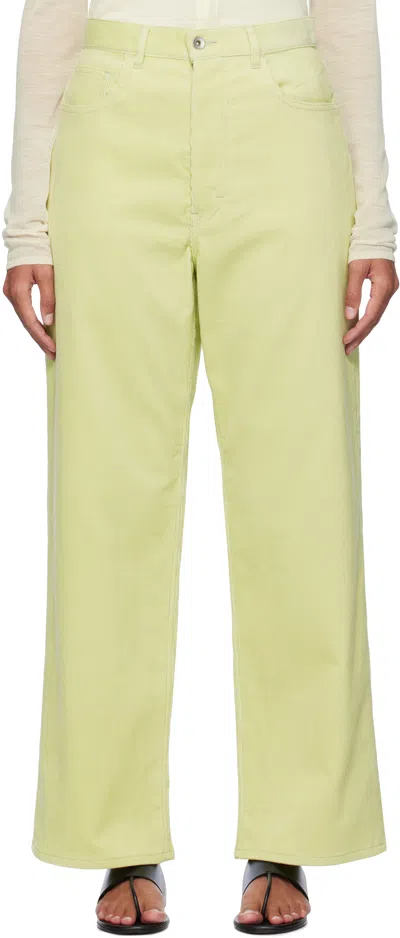 Auralee Green Finx Corduroy Trousers In Lime Green