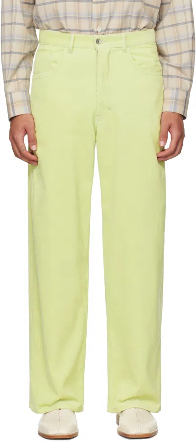 Auralee Green Finx Corduroy Trousers In Lime Green