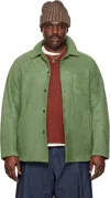 Auralee Green Merino Mouton Shirt Jacket In Green