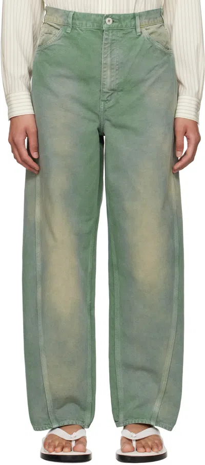 Auralee Green Organic Cotton Duck Trousers
