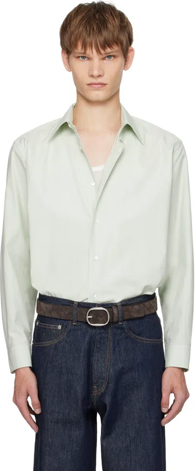 Auralee Green Washed Finx Twill Shirt In Brown