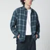 Auralee | Green/navy Checked Wool Shirt In Multi