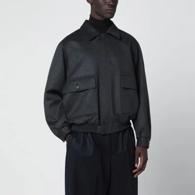 Auralee Grey Cashmere Zip Jacket In Gray