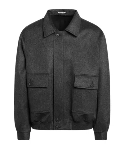 AURALEE GREY CASHMERE ZIP JACKET