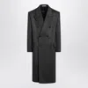 Auralee Grey Double-breasted Cashmere Coat Men In Black