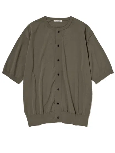 Auralee Half Sleeved Cardigan Woman Olive In Green