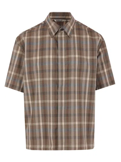 Auralee Half Sleeved Shirt In Brown