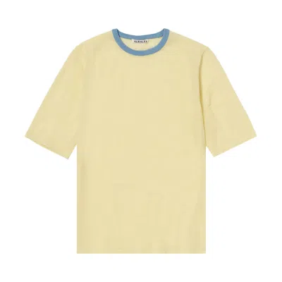 Pre-owned Auralee Hard Twist High Gauge Wool Silk Knit Tee 'pale Yellow' | Women's Size 2