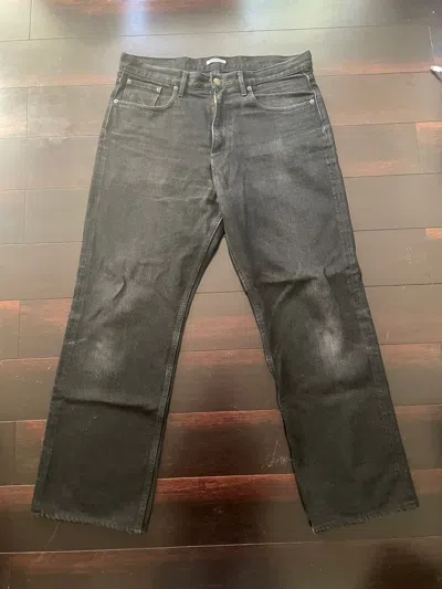 Pre-owned Auralee Hard Twist Wide Jeans In Black