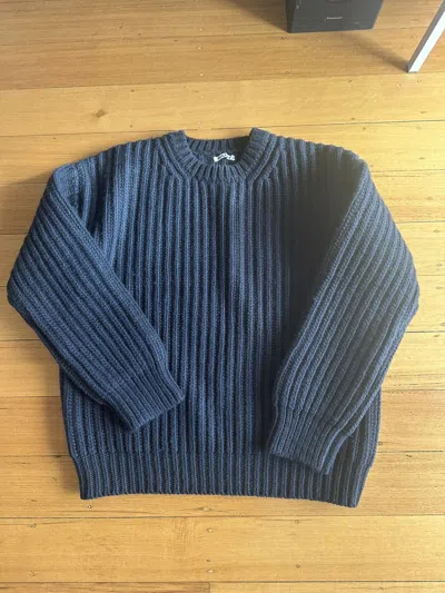 Pre-owned Auralee Heavy Weight Cable Knit In Black