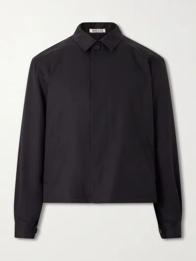 Auralee Herringbone Wool Blouson In Black