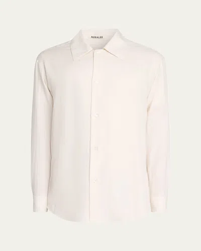 Auralee Herringbone Wool Shirt In Orange