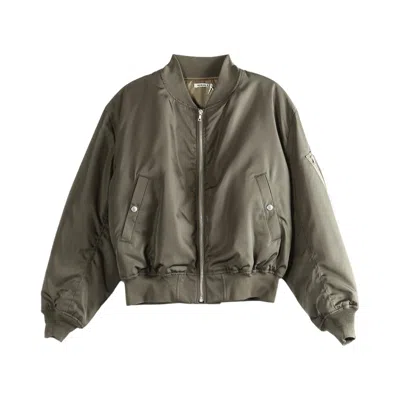 Pre-owned Auralee High Density Silk Twill Flight Blouson 'dark Olive' | Green | Women's Size 1