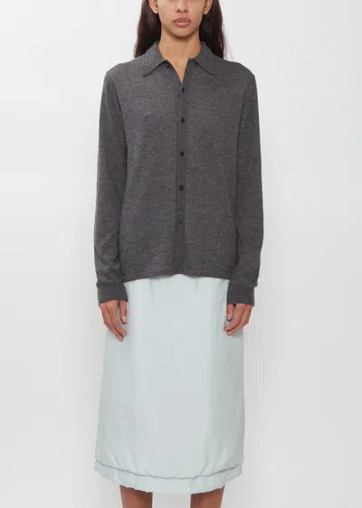 Auralee High Gauge Cashmere Shirt Cardigan In Charcoal