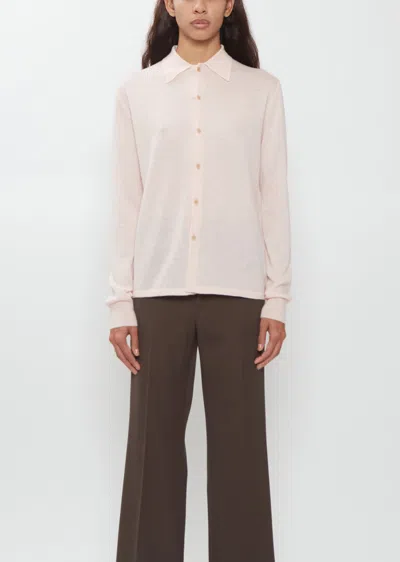 Auralee High Gauge Cashmere Shirt Cardigan In Light Pink