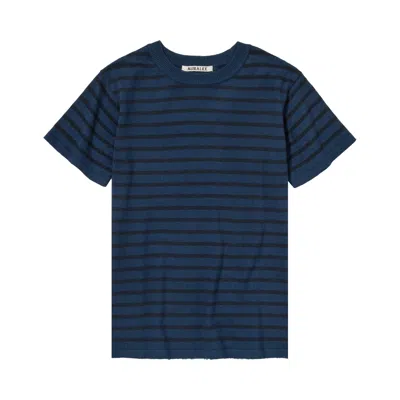Pre-owned Auralee High Gauge Cotton Knit Tee 'navy Stripe' | Blue | Women's Size 2