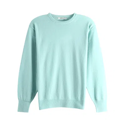 Pre-owned Auralee High Gauge Soft Cashmere Knit Pullover 'mint Blue' | Men's Size 5