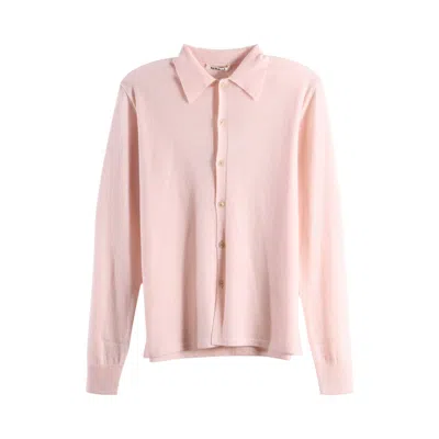 Pre-owned Auralee High Gauge Soft Cashmere Knit Shirt Cardigan 'light Pink' | Women's Size 2