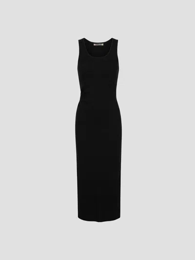 Auralee High Gauge Tuck Rib Mini Dress In Black