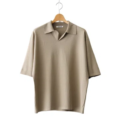 Auralee Open-collar Knit Polo Shirt In Gray