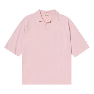 Pre-owned Auralee High Gauge Tussah Silk Knit Skipper Polo 'light Pink' | Men's Size 4