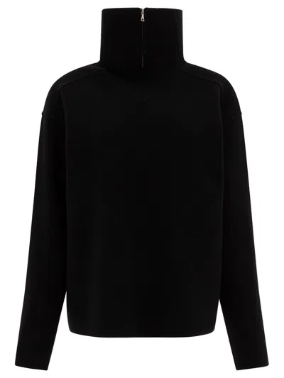 Auralee Zip Turtleneck Sweater In Black