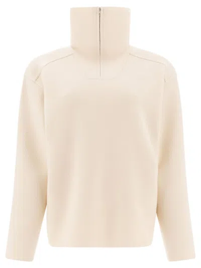 Auralee Zip Turtleneck Sweater In White