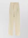 Auralee High Waist Wide Leg Pleated Trousers In Gold