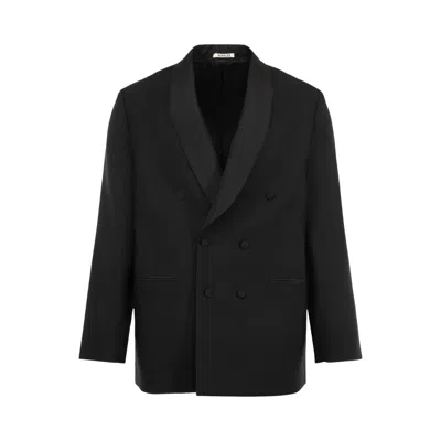 Pre-owned Auralee High-density Wool Worsted Shawl Collar Jacket 'black' | Men's Size 4
