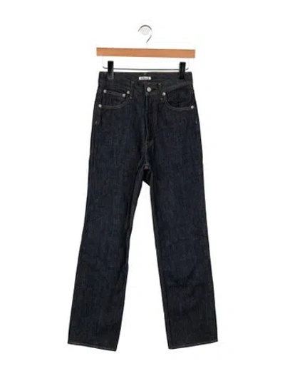 Pre-owned Auralee High-rise Straight Leg Jeans In Blue