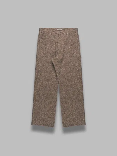 Auralee Homespun Tweed Painter Pants In Brown
