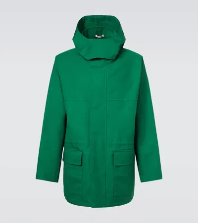 Auralee Hooded Cotton Gabardine Jacket In Green