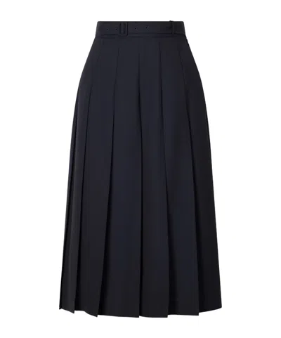Auralee Pleated Wool And Mohair-blend Midi Skirt In Blue
