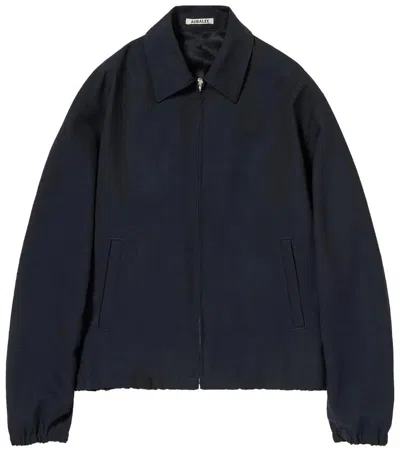 Auralee Hopsack Zip Blouson In Dark Navy